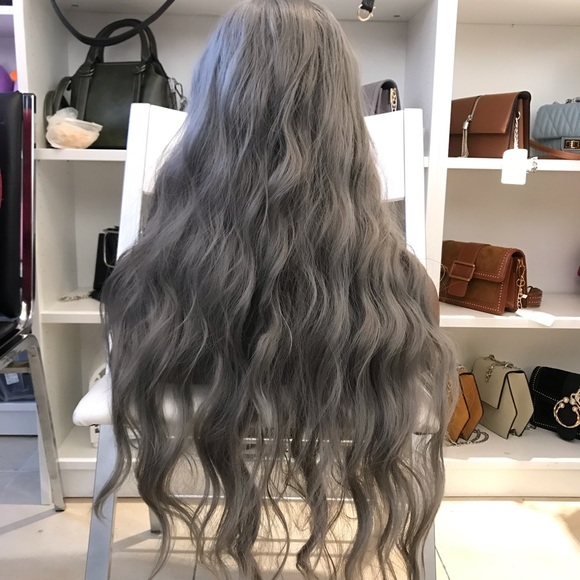 Human hair blend Sliver Gray Wig - Picture 3 of 5